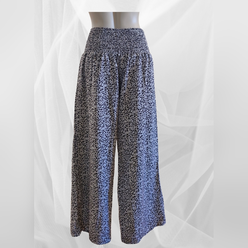 SHEIN Black and White Patterned Wide-Leg Pants